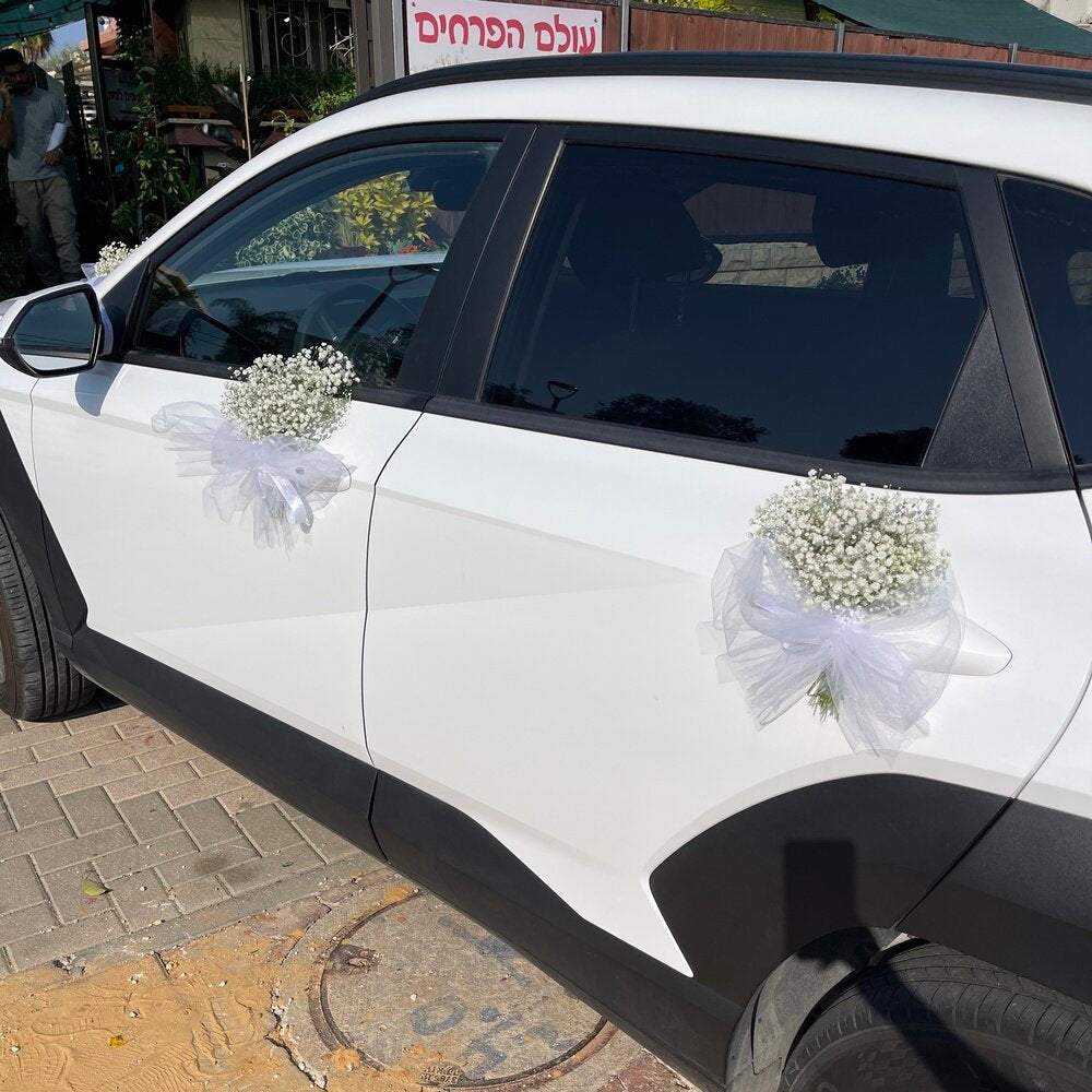 קישוט לרכב חתונה עדין ומיוחד מגיבסניות