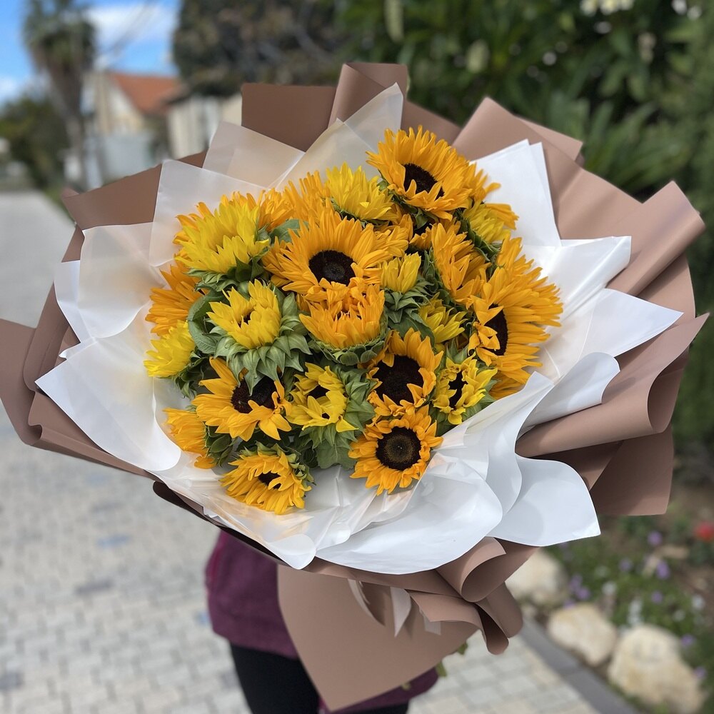 זר חמניות צהובות